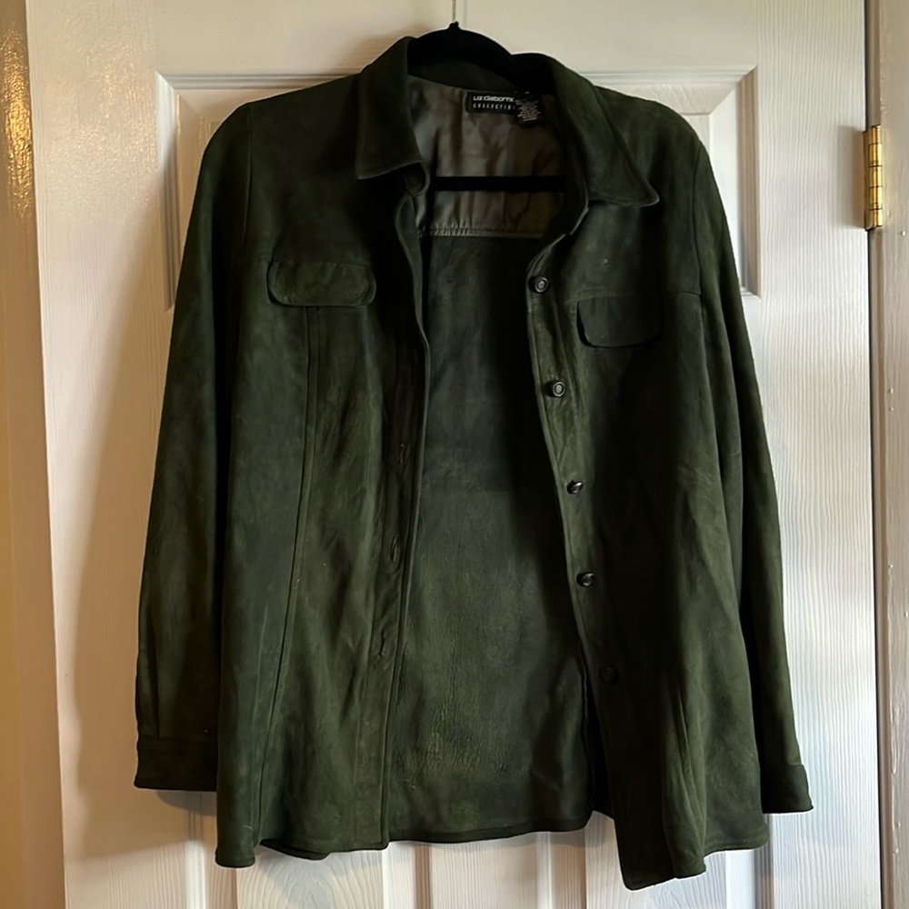 Liz Claiborne lamb suede button up shirt